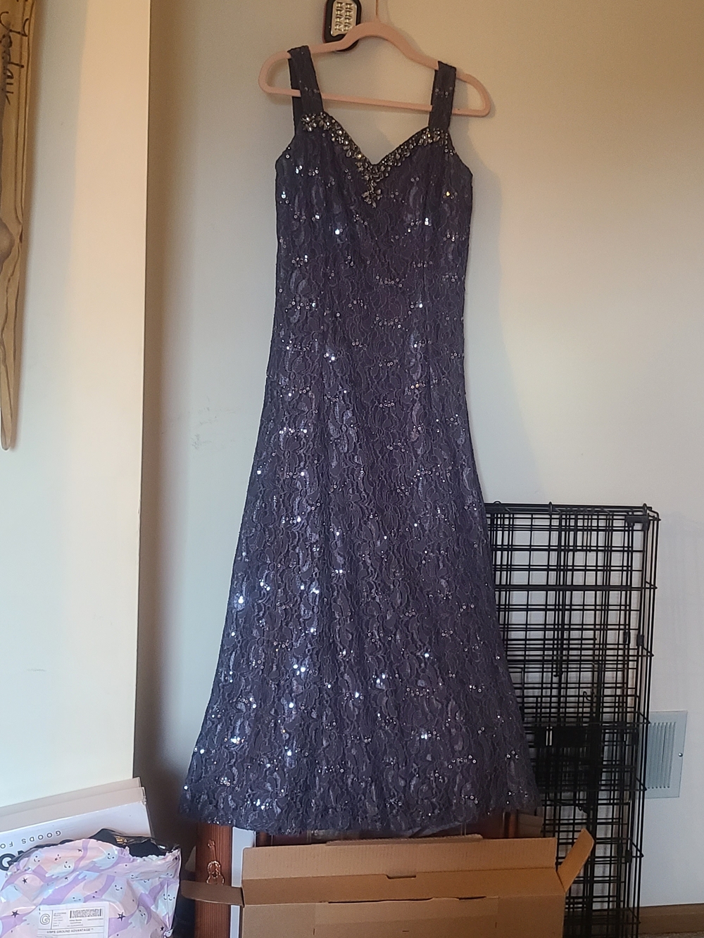 Alex Evenings Petite Black Lace Evening Dress (12P)